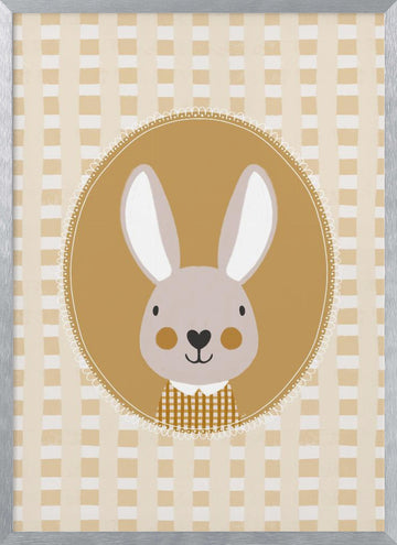 Whimsical Bunny Character | Poster - Silver Frame Interior
