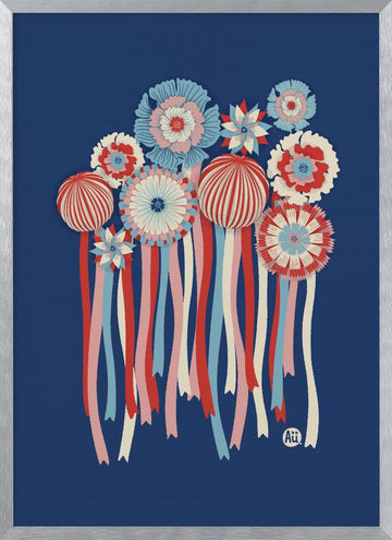 Patriotic Rosette Ribbons | Poster - Silver Frame Interior