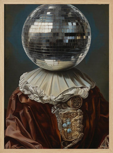 Surreal Disco Ball Portrait | Poster - Wood Frame Interior