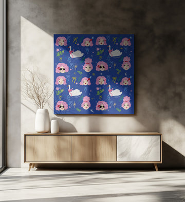 Whimsical Girls Swans Pattern | Canvas - Room Interior 2