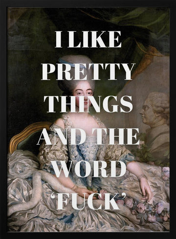 Sassy Rococo Quote | Poster - Black Metal Frame Interior