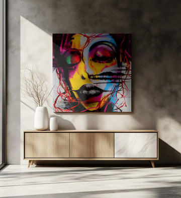 Vibrant Abstract Woman | Canvas - Room Interior 2