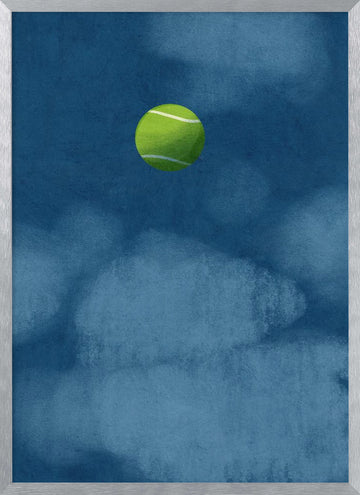 Floating Tennis Ball | Poster - Silver Frame Interior