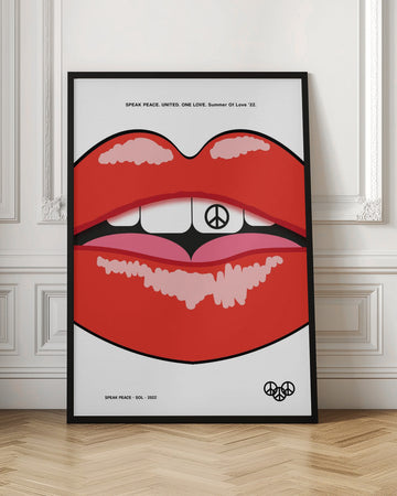 Red Lips Peace Sign | Poster - Room Interior 1