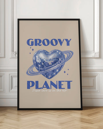 Groovy Disco Heart Planet | Poster - Room Interior 1