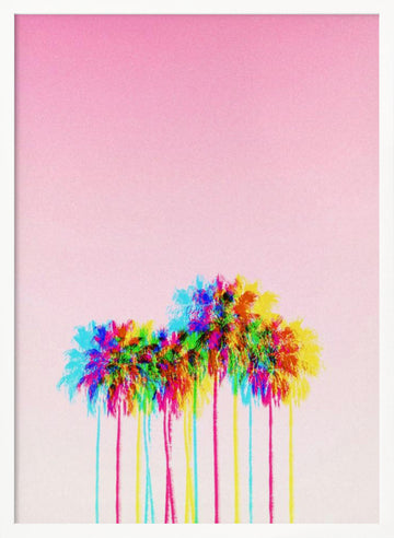 Vibrant Pink Palms | Poster - White Frame Interior