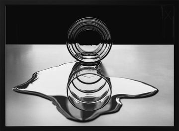 Monochrome Spilled Water | Poster - Black Metal Frame Interior