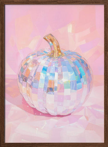 Iridescent Disco Pumpkin | Poster - Walnut Frame Interior