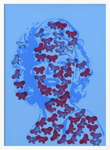 Blue Marilyn Butterflies | Poster - White Frame Interior