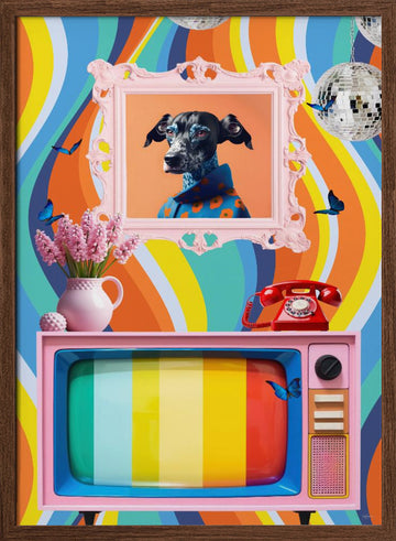Playful Pop Pet | Poster - Walnut Frame Interior