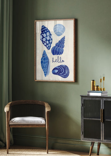 Hello Blue Seashells | Poster - Room Interior 2