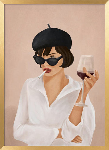 Chic Smoking Lady | Poster - Gold Frame Interior