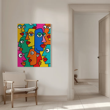 Colorful Abstract Faces | Canvas - Room Interior 1