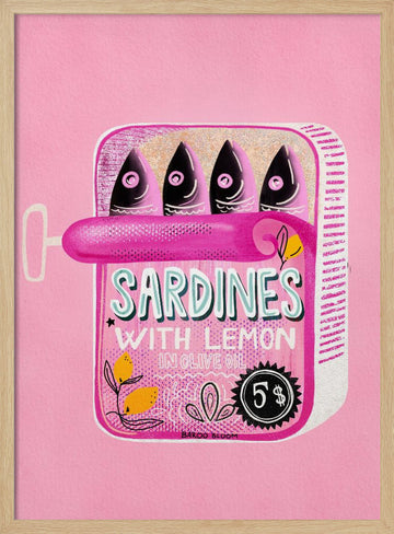 Pink Sardines With Lemon | Poster - Wood Frame Interior