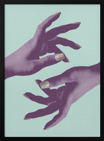 Purple Hands Connection | Poster - Black Metal Frame Interior