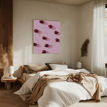 Red Cherries Pink Pop | Canvas - Room Interior 2