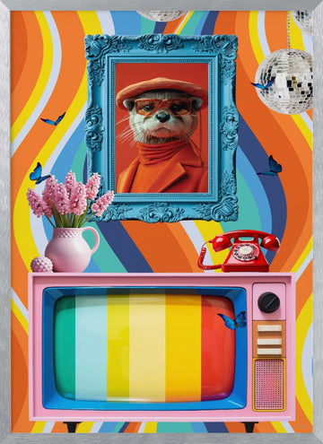 Retro Otter Vibe | Poster - Silver Frame Interior
