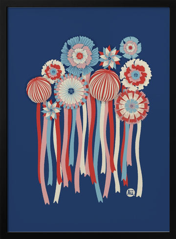 Patriotic Rosette Ribbons | Poster - Black Metal Frame Interior