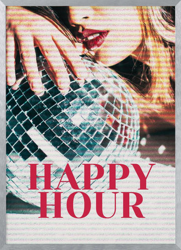 Woman with a Disco Ball | Poster - Silver Frame Interior