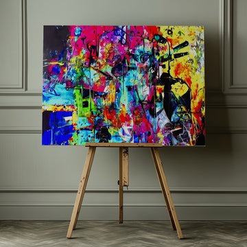 Vibrant Abstract Faces | Canvas - Room Interior 1