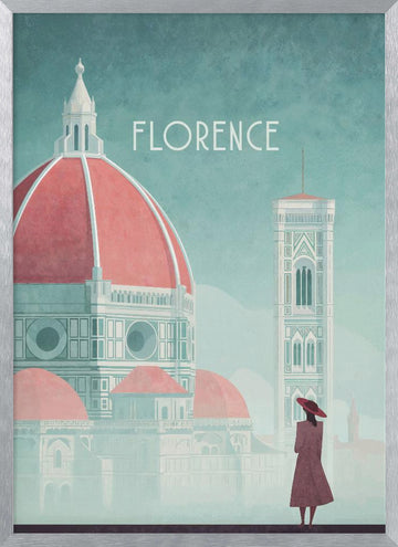 Florence - Piazza del Duomo | Poster - Silver Frame Interior