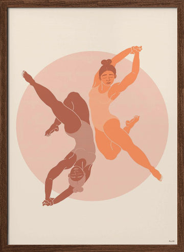 Dancing Women Balance | Poster - Walnut Frame Interior