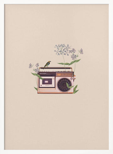 Boombox Bird Blossom | Poster - White Frame Interior