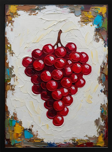 Vibrant Red Grapes | Poster - Black Metal Frame Interior