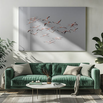 Flamingos In Flight | Poster - Room Interior 1