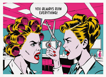 Pop Art Office Fight | Poster - White Frame Interior