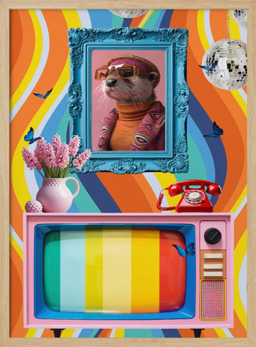 70s Funky Otter | Poster - Wood Frame Interior