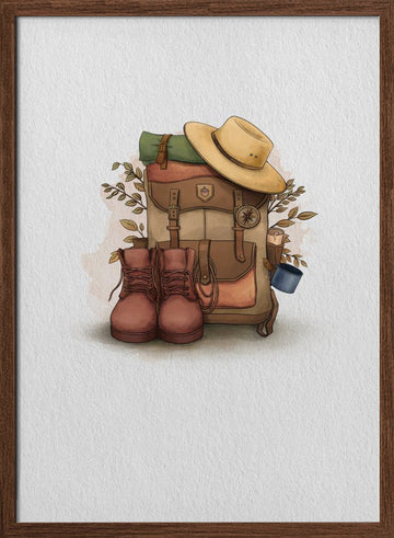 Ready for Adventure | Poster - Walnut Frame Interior