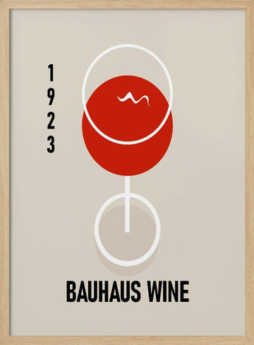 Bauhaus Wine Glass | Poster - Wood Frame Interior