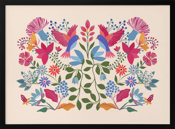 Bohemian Floral Birds | Poster - Black Metal Frame Interior