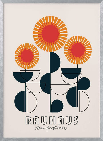Modern Geometric Sunflowers | Poster - Silver Frame Interior