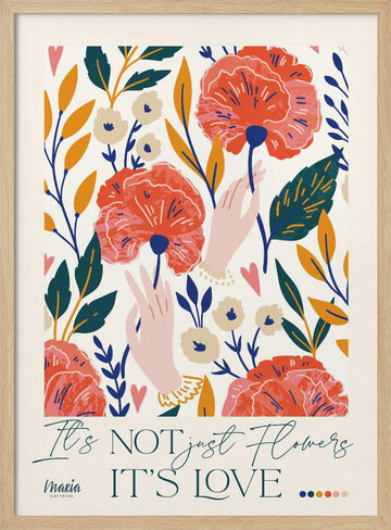 Poppies and Loving Hands | Poster - Wood Frame Interior