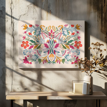 Vibrant Garden Tapestry | Canvas - Room Interior 2