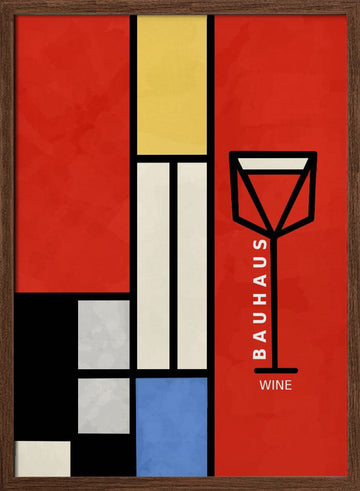 Modern Geometric Wine | Poster - Walnut Frame Interior