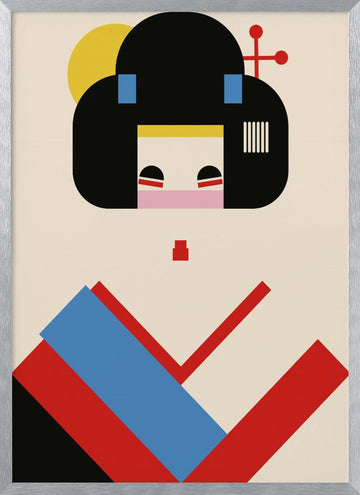 Colorful Geometric Woman | Poster - Silver Frame Interior