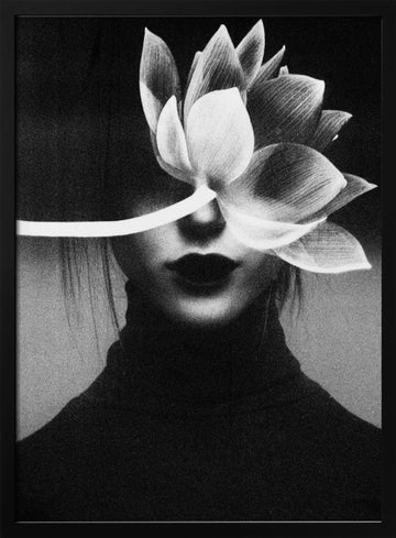 Elegant Lotus Portrait | Poster - Black Metal Frame Interior