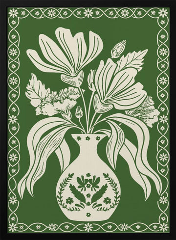 Elegant Floral Vase | Poster - Black Metal Frame Interior