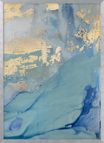 Golden Wavescape | Poster - Silver Frame Interior