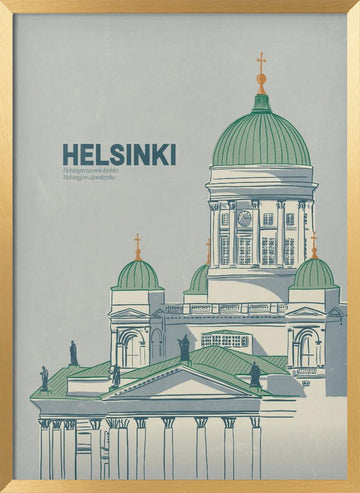 Helsinki Cathedral Illustration | Poster - Gold Frame Interior