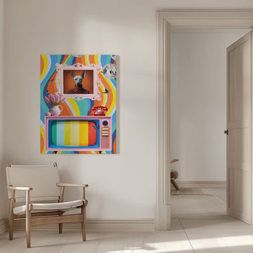 Funky Retro Dog Portrait | Canvas - Room Interior 1