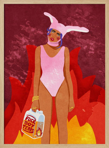 Girl On Fire | Poster - Wood Frame Interior