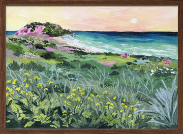 Wild Coast Sunset | Poster - Walnut Frame Interior