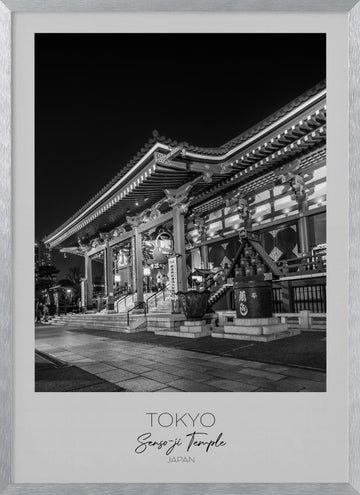 Sensoji Temple Night | Poster - Silver Frame Interior