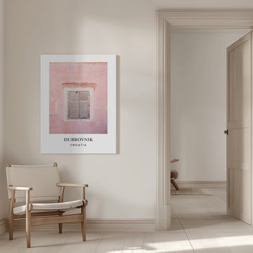 Pink Dubrovnik Croatia travel poster | Canvas - Room Interior 1