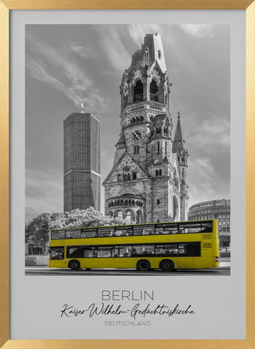 Berlin Memorial Church Bus | Poster - Gold Frame Interior
