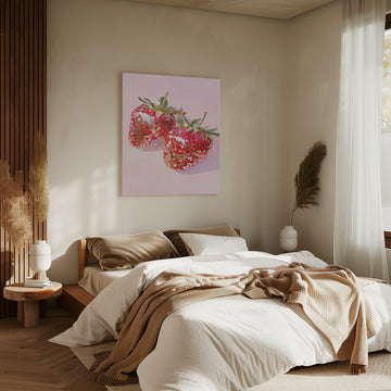 Sweet Glitter Strawberries | Canvas - Room Interior 2